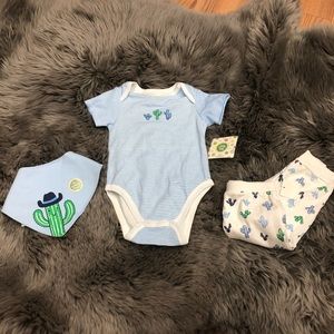 Little Me | Kids 3 Piece Set | Cactus & Stripes | Size 12 Months